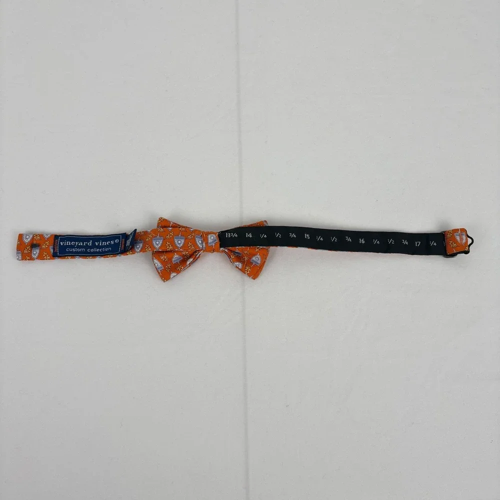 Vineyard‎ Vines Kids Bow Tie Silk Custom Collection Orange Shield Oak Leaves